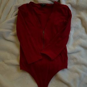 Red zip up bodysuit